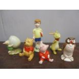 Beswick figures to include five Winnie the Pooh figures and a Doulton Piglet figure