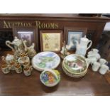 A mixed lot to include a 20th century Capodimonte coffee set, a Royal Doulton Hampton Court coffee