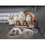 A collection of 20th century English porcelain to include a pair of Royal Crown Derby owl