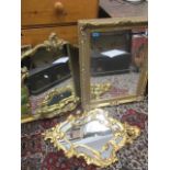 Three mirrors to include a reproduction rococo style wall mirror