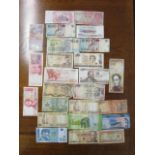 A collection of various foreign banknotes