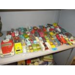 A selection of 1950s - 1970s mainly Lesney diecast vehicles to include the R7 racing car transporter