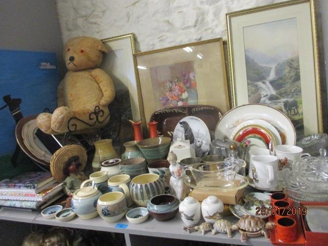 Mixed studio pottery, vintage prints, a metal magazine rack and miscellaneous ornaments - Image 2 of 2
