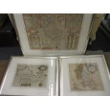 Three vintage maps, one of Buckinghamshire by John Speed