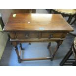 A reproduction oak single drawer side table, 28 1/2 x 26 1/2"