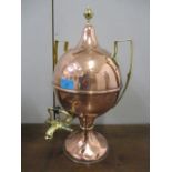 Attributed to Griffiths & Browett a copper and brass samovar of bulbous form on a splayed foot