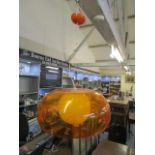 In the style of Harvey Guzzini - a group of four transparent orange plastic ceiling lights, two with