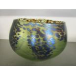 Siddy Langley c 2002 - a studio glass vase decorated with metallic blue mottled flecks and