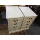 A pair of Victorian white painted four drawer pedestals, 31"h x 16"w