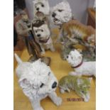 A selection of composition models of West Highland Terriers and other animals, together with a