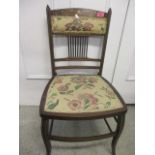 A late Victorian mahogany inlaid bedroom chair, together with an early 20th century oak occasional