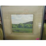 A L Baldry - landscape with trees and a hill, oil painting, signed lower right corner, 8 3/8" x 9