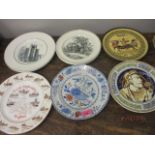 A collection of miscellaneous plates to include a Masons Ironstone plate and a Watcombe pottery 19th