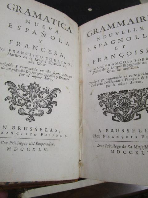 A 1745 Spanish/French grammar book entitled 'Grammaire Nouvelle Espagnole et Francoise, together - Image 2 of 2