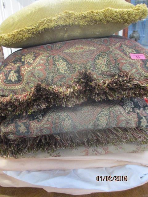 A pair of retro orange curtains and others, together with three cushions - Image 3 of 3