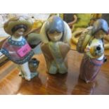 Three Lladro figurines, one A/F
