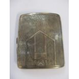 An Art Deco silver engine turned cigarette case, 92.95g