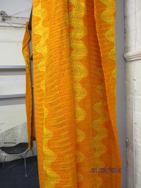 A pair of retro orange curtains and others, together with three cushions - Image 2 of 3