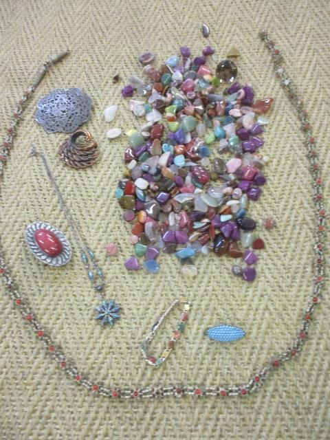 A selection of vintage costume jewellery to include silver brooches, together with a quantity of