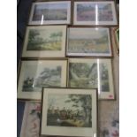 A group of framed and glazed hunting prints after Samuel Hewitt, Peter Breugel and others