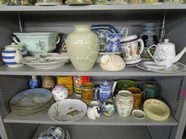 A selection of ceramics to include a Copeland Spode Italian pattern coffee pot, a Quaker Oats