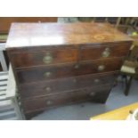 A Victorian mahogany chest of two short and three long drawers on bracket feet, 38 1/4" h x 42 1/2"w