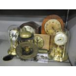 Mixed clocks to include an Edwardian mantle clock, two anniversary clocks and others
