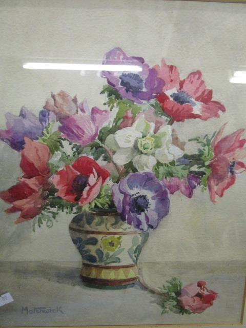 Beryl Alice Matchwick 1907-1998, still life of flowers, signed, 13 7/8" x 11 3/8", glazed frame, E - Image 2 of 4