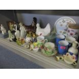 A Nao figure, a Russian china model of a panda, various kitchenware to include a Portmeirion