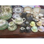 Six Paragon Georgian pattern teacups and saucers, a quantity of Copeland Spode Byron dinnerware, a