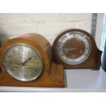 A mixed lot consisting of two mantle clocks, one in a mahogany case with a pendulum and the other