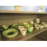 Shelley teaware with green banded decoration and a French white glazed teaset