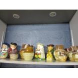 Royal Doulton Harvest ware jugs, various Toby jugs and other items