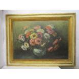 Romagnoli - a still life of flowers in a vase, oil on board, signed lower right, 27 1/2" x 39", in a