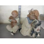 A Nadal pottery figure of a girl and one of a boy