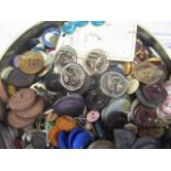 Four mid 20th century glass buttons and other vintage buttons