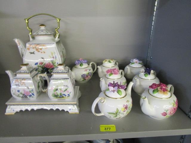 Ornamental porcelain teapots to include Franklin Mint and Royal Statford