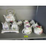 Ornamental porcelain teapots to include Franklin Mint and Royal Statford