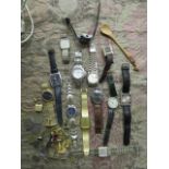A mixed lot of gents dress wristwatches, cuff links and other items