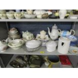 A mixed lot of teapots and other ceramics tableware, to include an 18th century Newhall coffee pot