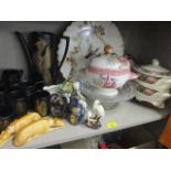 A Portmerion part coffee set and other items to include Poole plates