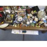 A mixed lot to include model owls, DVDs and other items to include a Shelley meat platter