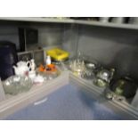 A selection of silver plated, boxed Stuart Crystal and Dartington ware, porcelain and other items