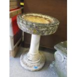 A weathered composition stone garden bird bath 26"h