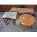 Mixed furniture to include a coffee table, a nest of tables and a walnut occasional table