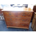 A Victorian walnut chest of two short and two long drawers on later cabriole legs 42"h x 46 1/2"w