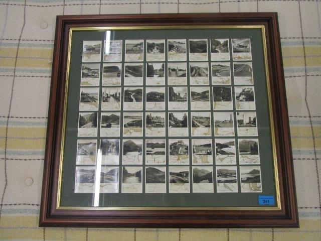 A framed and glazed set of forty-one WA and AC Churchman Holidays in Britain series of cigarette