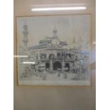 De Onieme - an Indian mosque, engraving, signed lower right margin, mounted and framed