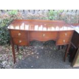 A reproduction mahogany Strongbox desk, together with a matching chest of drawers