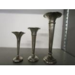 Three early 20th century and later silver spill vases, mixed dates and makers